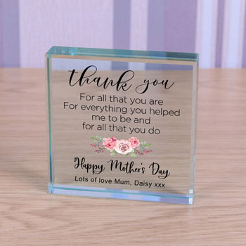 Personalised Glass Token Happy Mother's Day Thank You