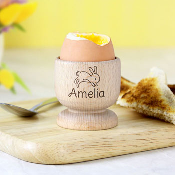 Kid's Personalised Easter Bunny Wooden Egg Cup