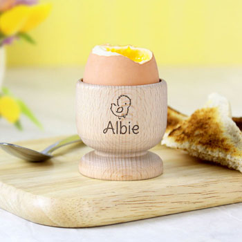 Boy's or Girl's Personalised Wooden Chick Egg Cup For Easter