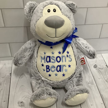 Personalised Cubbies Cubbyford Grey Teddy Bear With Stars