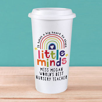 Personalised Shape Little Minds Teacher Travel Mug