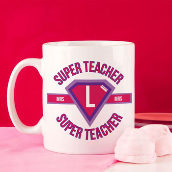 Female Teacher Personalised Super Hero Ceramic Mug