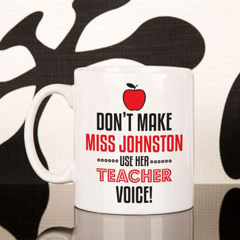 Personalised Teacher Voice Novelty Ceramic Red & White Mug