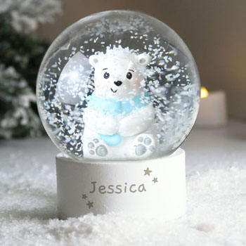 Kid's Personalised Polar Bear Any Name Christmas Snow Globe