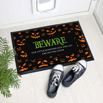 Personalised Halloween Beware Rubber Doormat