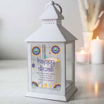 Personalised Happy Diwali Festival of Lights White Lantern