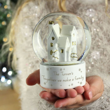 Personalised Message Christmas Village Glitter Snow Globe