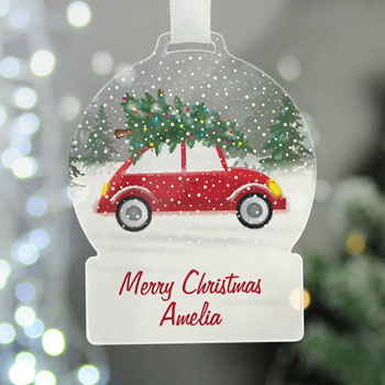Personalised Driving Home For Christmas Acrylic Decoration