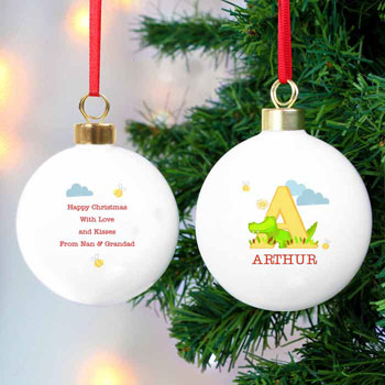 Personalised Animal Alphabet Christmas Tree Bauble