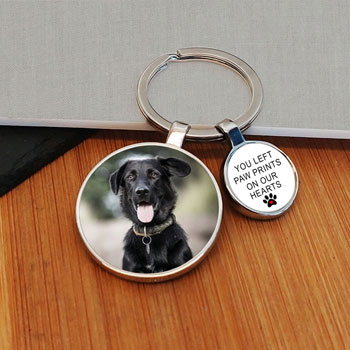 Pet Memorial Charm Photo Key Ring Cat or Dog Owner