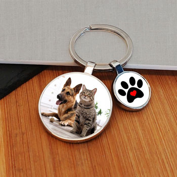 Pawprint Charm Photo Key Ring For Cat or Dog Owners