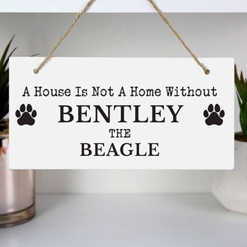 Personalised Paw Print Dog Breed Wooden Sign Dog Owner Gift