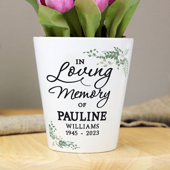Personalised In Loving Memory Ceramic Memorial Plant Pot