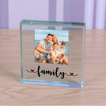 Glass Photo Upload Keepsake Token - Family Gift