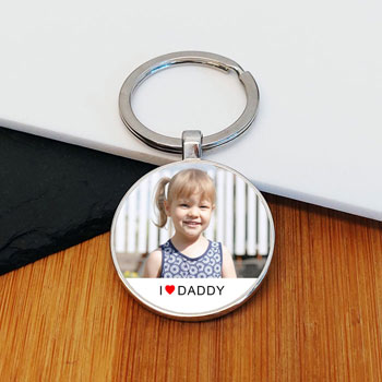 I/We Love Daddy Photo Upload Metal Key Ring