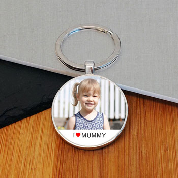 I/We Love Mummy Photo Upload Metal Key Ring
