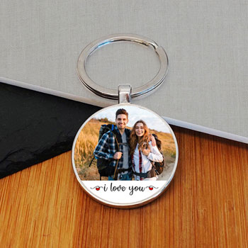 I Love You Photo Upload Metal Key Ring - Valentines Day Gift