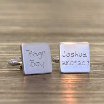 Personalised Engraved Page Boy Square Cufflinks