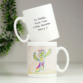Personalised Children's Drawing Photo Upload Mug Mum Dad