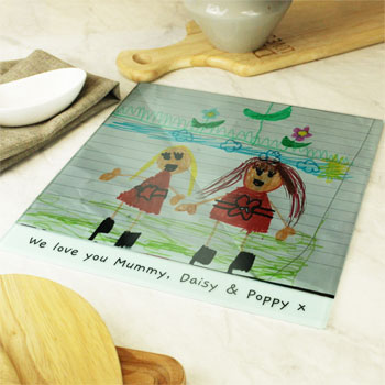 Personalised Children's Drawing Upload Glass Chopping Board