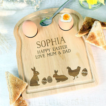 Personalised Spring Egg & Toast Board Easter Gift Boy Girl