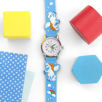 Girl's Personalised Engraved Unicorn Watch Stainless Steel