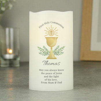 Boy's or Girl's Personalised First Holy Communion LED Candle