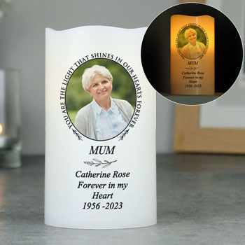Personalised Light In Our Hearts Photo LED Memorial Candle