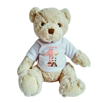 Personalised Girls Luxury Teddy Bear with 1st Birthday Shirt
