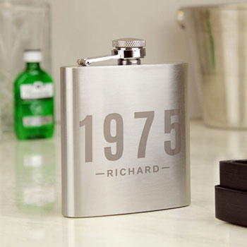 Personalised Year & Name Stainless Steel Hip Flask