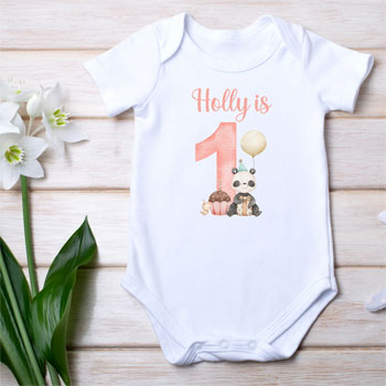 Personalised Girls First Birthday Baby Vest