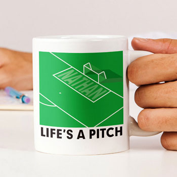 Personalised Life's A Pitch Ceramic Football Fan Mug