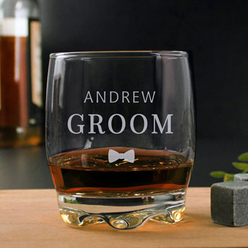 Personalised Groom Glass Tumbler Wedding or Stag Party Gift