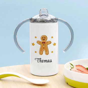 Personalised Gingerbread Man Christmas Sippy Cup
