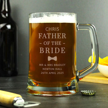 Personalised Father of the Bride Pint Glass Beer Tankard