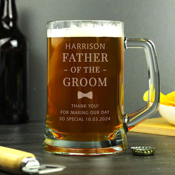 Personalised Father of the Groom Pint Glass Beer Tankard