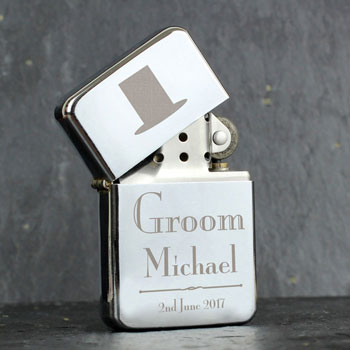 Personalised Top Hat Groom Lighter Wedding Gift