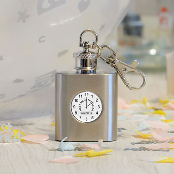 Personalised Stainless Steel Hip Flask Key Ring At The Altar