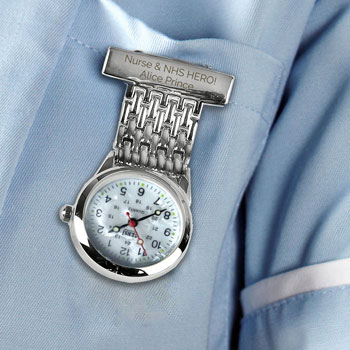 Personalised Stainless Steel Nurses Fob Watch Luminous Dial