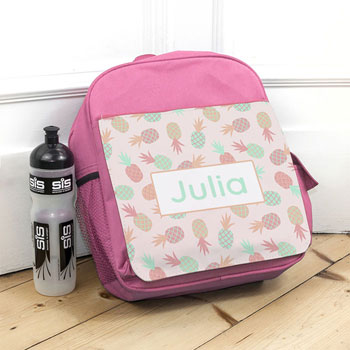 Girl's Personalised Pink Pineapple Backpack School Bag 33cm