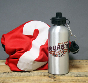 Personalised Rugby Silver Drinks Water Bottle