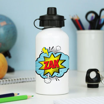 Personalised Superhero Aluminium Drinks Water Bottle