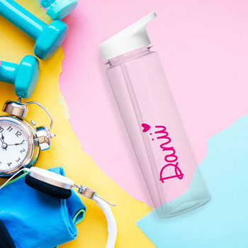 Personalised Pink Heart Name Only Water Bottle