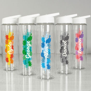 Personalised Splash Name Only Water Bottle Various Colours