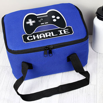 Personalised Gaming Blue Insulated School Lunch Sandwich Bag