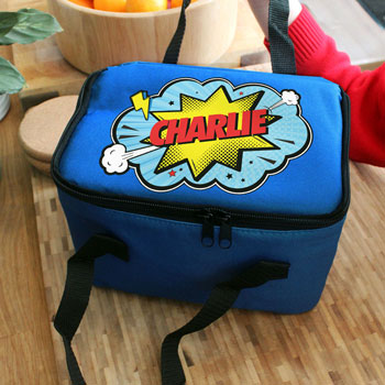 Kid's Personalised Superhero Blue Insulated Sandwich Bag