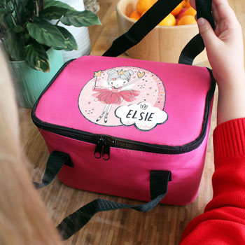 Girl's Personalised Fairy Pink Insulated School Lunch Bag