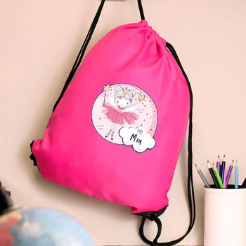 Girl's Personalised Fairy Pink Kit P.E. School Bag