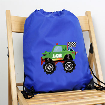 Personalised Monster Truck Blue Kit P.E. School Bag