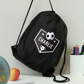 Personalised Black Football P.E. Kit School Bag